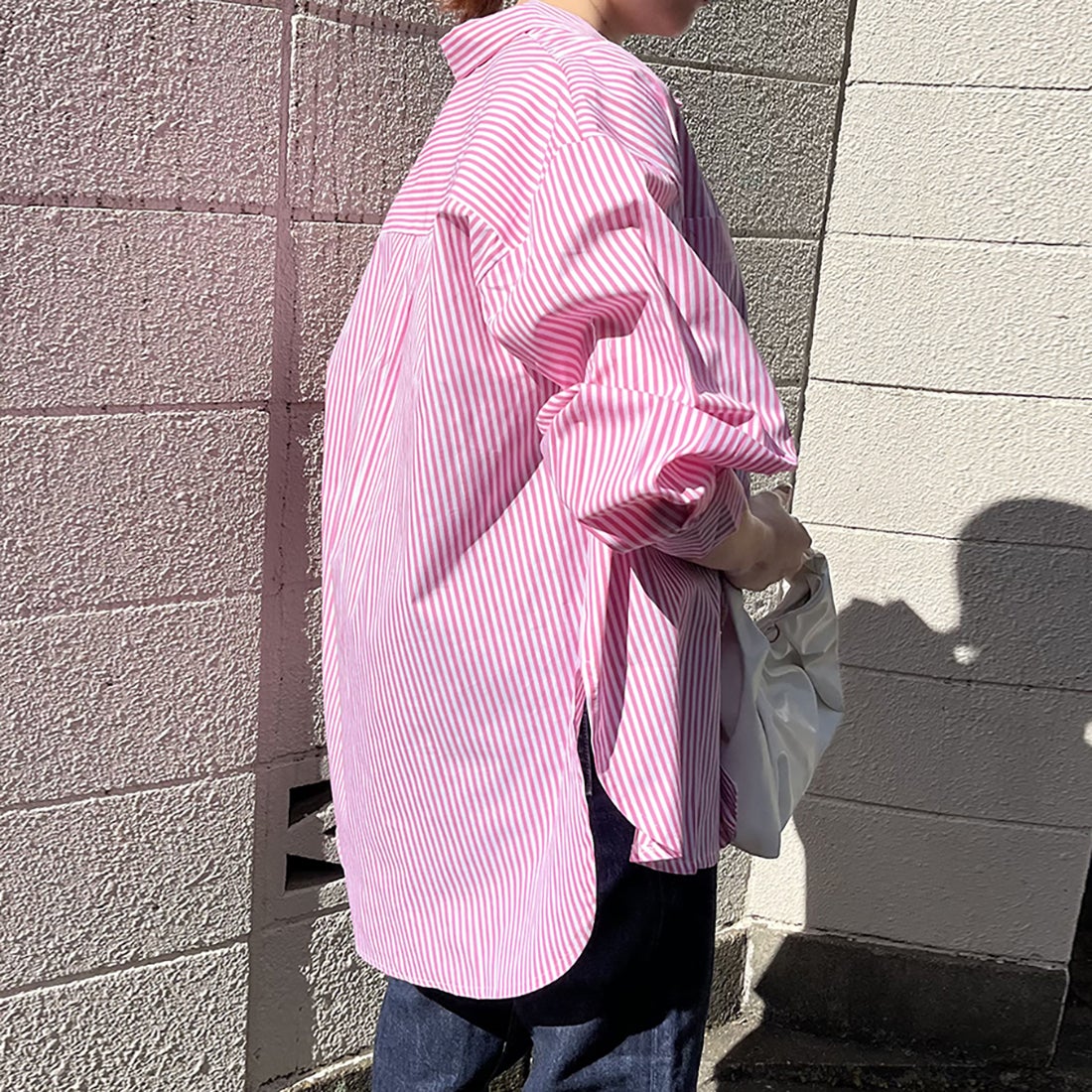 ドゥー ベル Doux Belle ストライプシャツ ロングシャツ シャツ （ピンク） -ファッション通販 FASHION WALKER