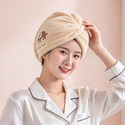 ドゥー ベル Doux Belle ヘアタオル ヘアバンド ヘアキャップ （ブラウン）｜詳細画像