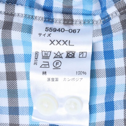 ピュアファイン・先染めオックスシャツ 長袖 （ネイビー×レッド）｜詳細画像