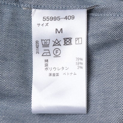 コットンリネンストレッチパンツ・ノータック （ライトブルー）｜詳細画像