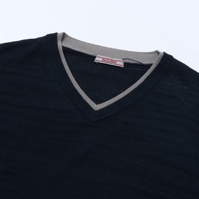 ドライタッチランダムボーダーVネックTシャツ （ネイビー）｜詳細画像