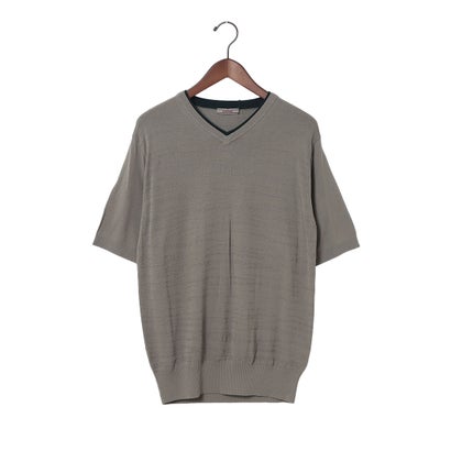 ドゥクラッセ DoCLASSE ドライタッチランダムボーダーVネックTシャツ （グレー）｜詳細画像