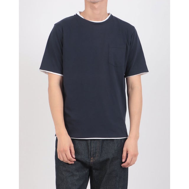 WレイヤークルーTシャツ （ネイビー）