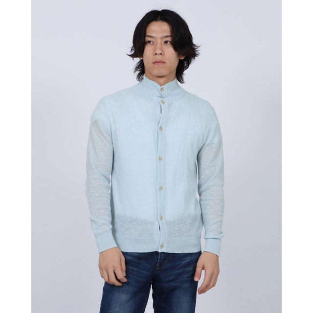 ハイネック前開きカーディガン （サックス）