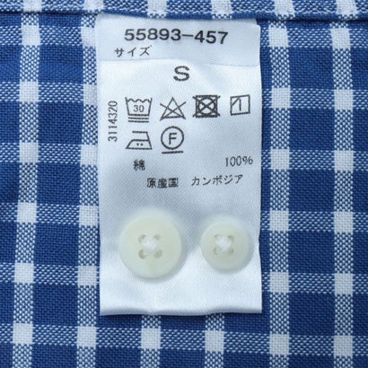 ・ナチュラルオックスシャツ半袖ボタンダウン （ネイビーチェック）｜詳細画像