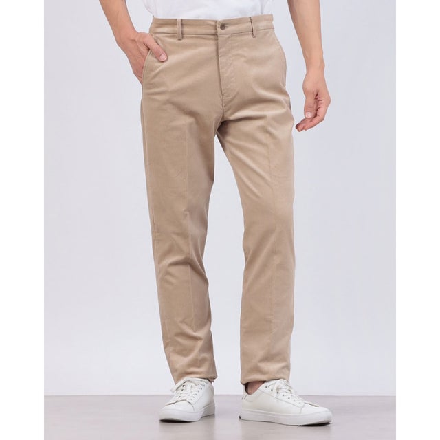 21Wコーデュロイ ストレッチノータックパンツ （ベージュ）
