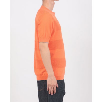 無地ボーダーニットTシャツ （オレンジ）｜詳細画像