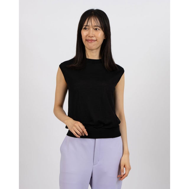 スーパーファインメリノ・ノースリーブトップス （ブラック）