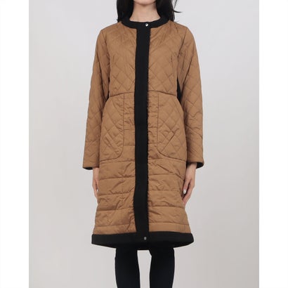 異素材使い・キルトロングコート （キャメル）｜詳細画像
