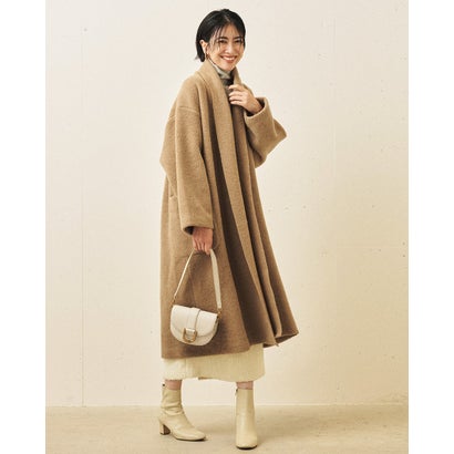 ライトピュアウール ・ショールロングコート （キャメル）｜詳細画像