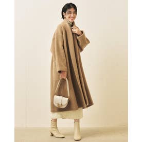 ライトピュアウール ・ショールロングコート （キャメル）