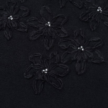 フラワー刺繍・デザインニット （ブラック） （ブラック）｜詳細画像