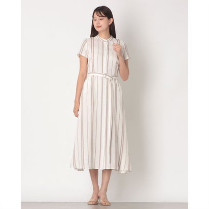 ●ソフトリネン・シャツワンピース （ベージュストライプ） （ベージュストライプ）｜詳細画像