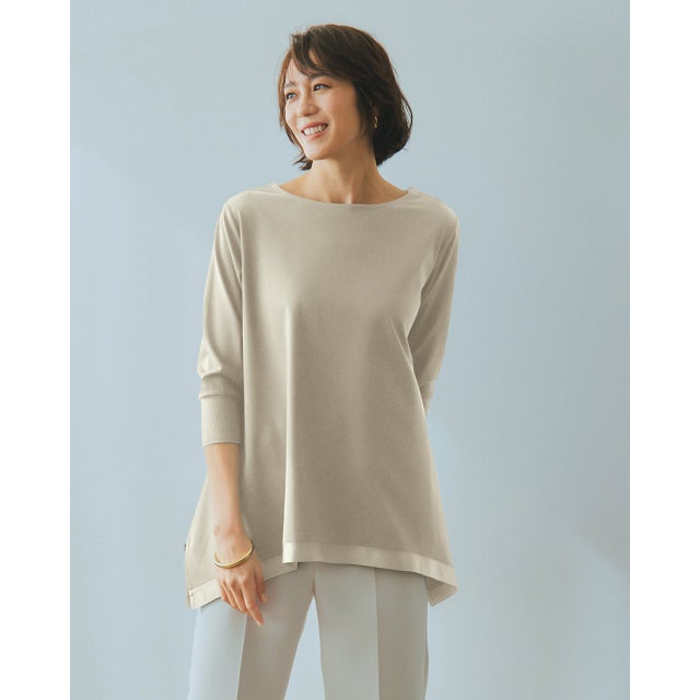 イレギュラーヘム・チュニック／7分袖 （アイスグレー）