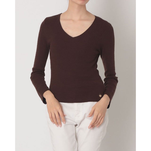 Vネックニット （DARK BROWN）