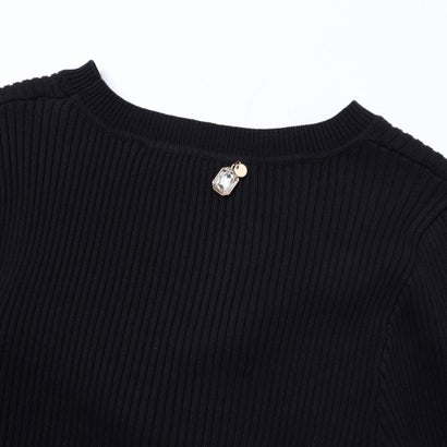 バストカットアウトレースアップリブニットワンピース （BLACK）｜詳細画像