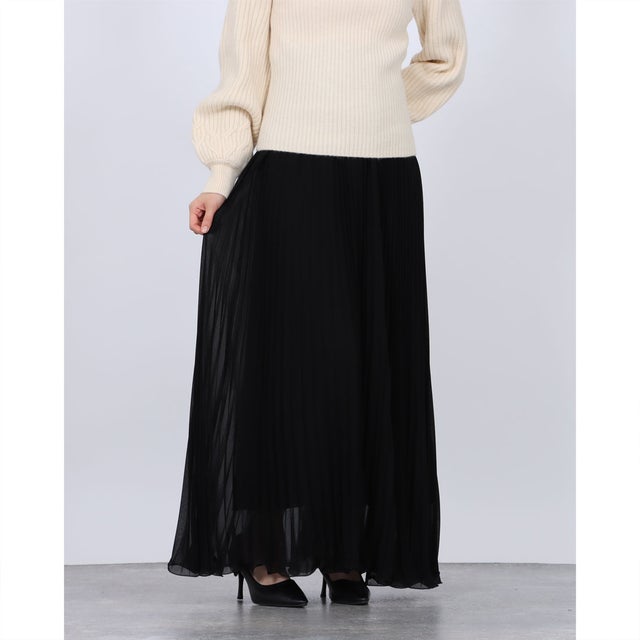 プリーツロングスカート （BLACK）