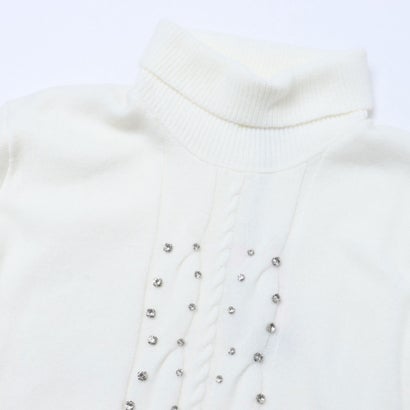 フロントスタッズポイントタートル5分袖ニットワンピース （WHITE）｜詳細画像
