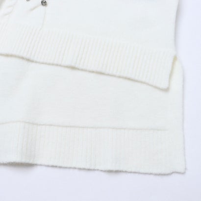フロントスタッズポイントタートル5分袖ニットワンピース （WHITE）｜詳細画像