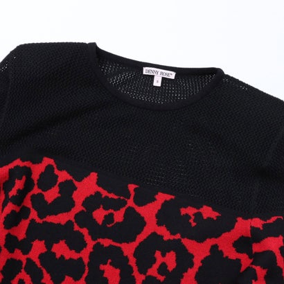 ヨーク切替レオパードジャガードニットワンピース （BLACK×RED）｜詳細画像