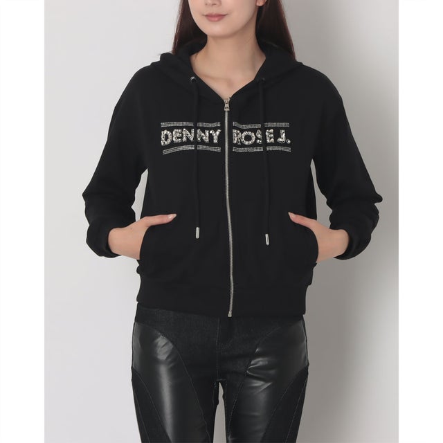 ビーズ×ラインストーン ロゴパーカー （BLACK）