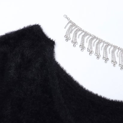 バックビジューポイントニットワンピース （BLACK）｜詳細画像