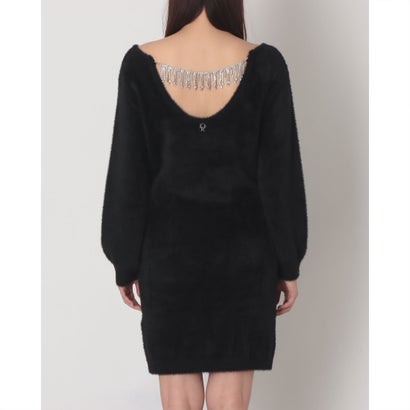 バックビジューポイントニットワンピース （BLACK）｜詳細画像