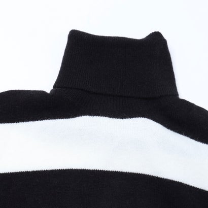 太ピッチボーダータートルネックニット （WHITE）｜詳細画像