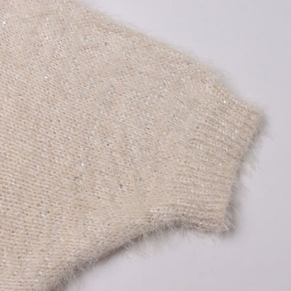 ファーリーヤーンスパンコール5分袖ニット （BEIGE）｜詳細画像