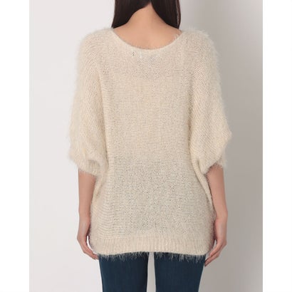 ファーリーヤーンスパンコール5分袖ニット （BEIGE）｜詳細画像