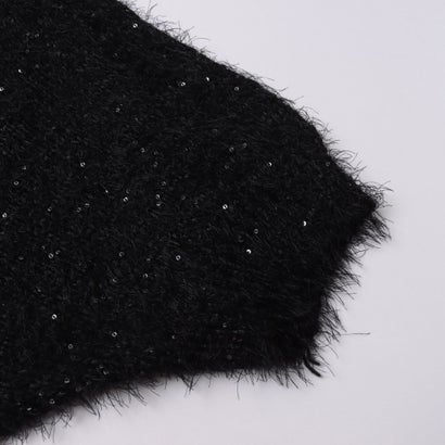 ファーリーヤーンスパンコール5分袖ニット （BLACK）｜詳細画像