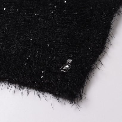 ファーリーヤーンスパンコール5分袖ニット （BLACK）｜詳細画像