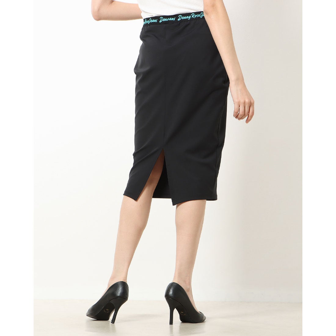 デニーローズ Denny Rose ウエストロゴポイントジャージースカート （BLACK） -waja bazar - 海外ファッション