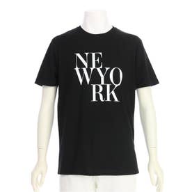 D&F セール仕入れ☆ブラックxホワイトNEW YORKプリント柄コットン100％半袖Tシャツ