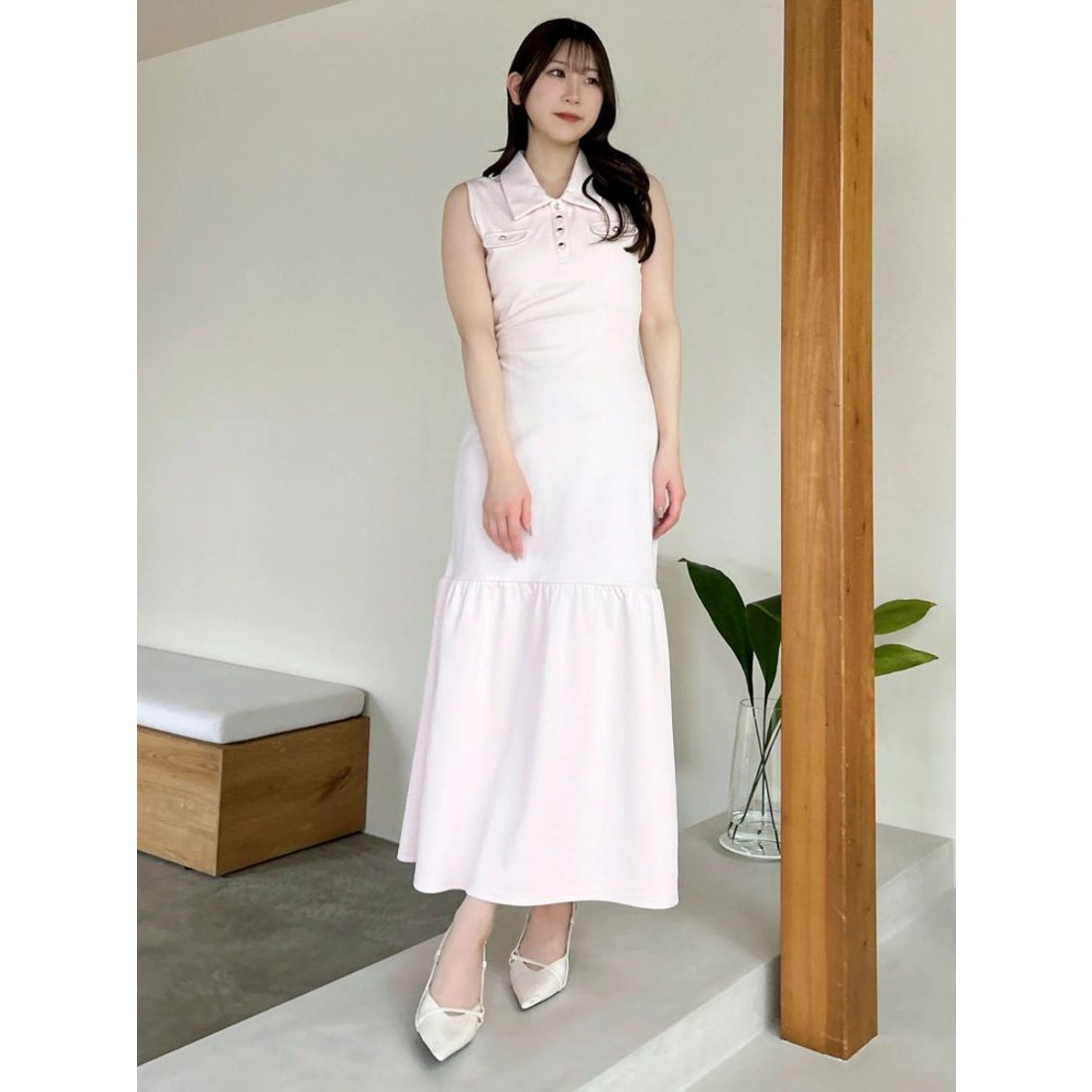 ダズリン dazzlin バックオープンポロカットワンピース （ミックス