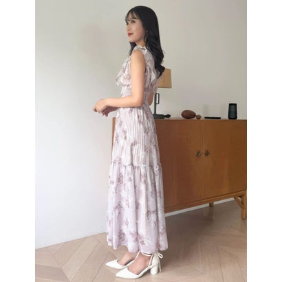 プリーツフラワーシフォンワンピース （オフホワイト）｜詳細画像