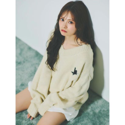 バックハートモチーフニットトップス （アイボリー）｜詳細画像