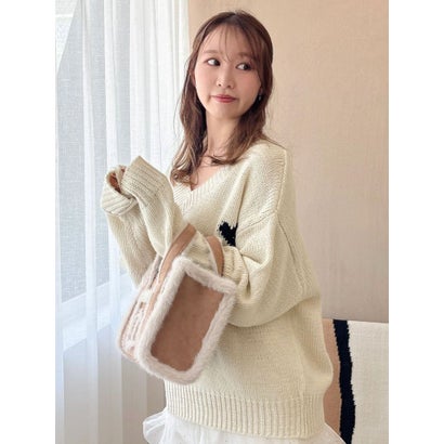 バックハートモチーフニットトップス （アイボリー）｜詳細画像
