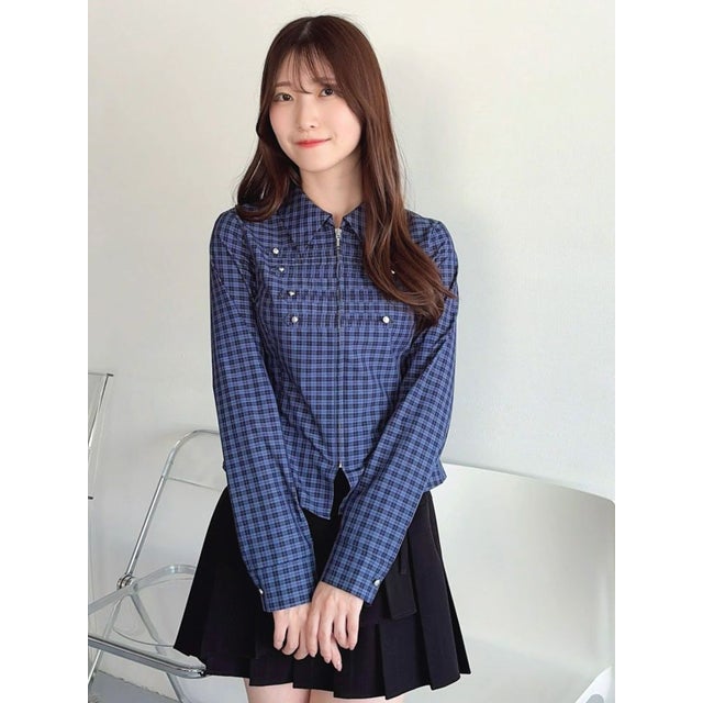 フロントジップナポレオンシャツ （ミックス）