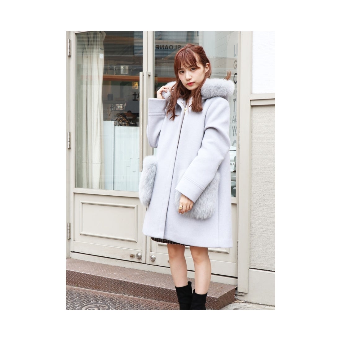 dazzlin FOXファーポケットコート グレー -靴＆ファッション通販 