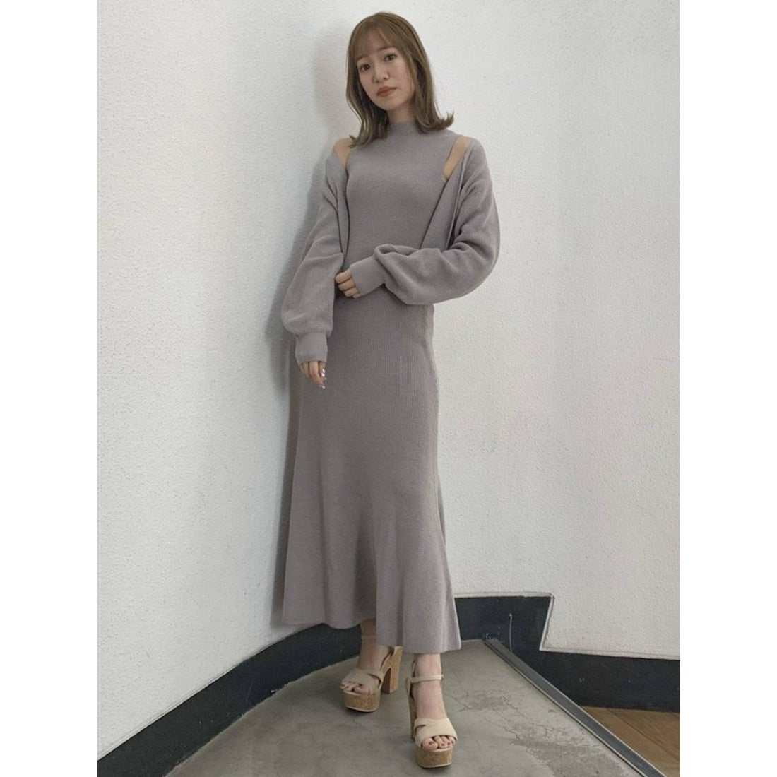 dazzlin 4WAYカーデセミマーメイドワンピース（ブルー） -ファッション 