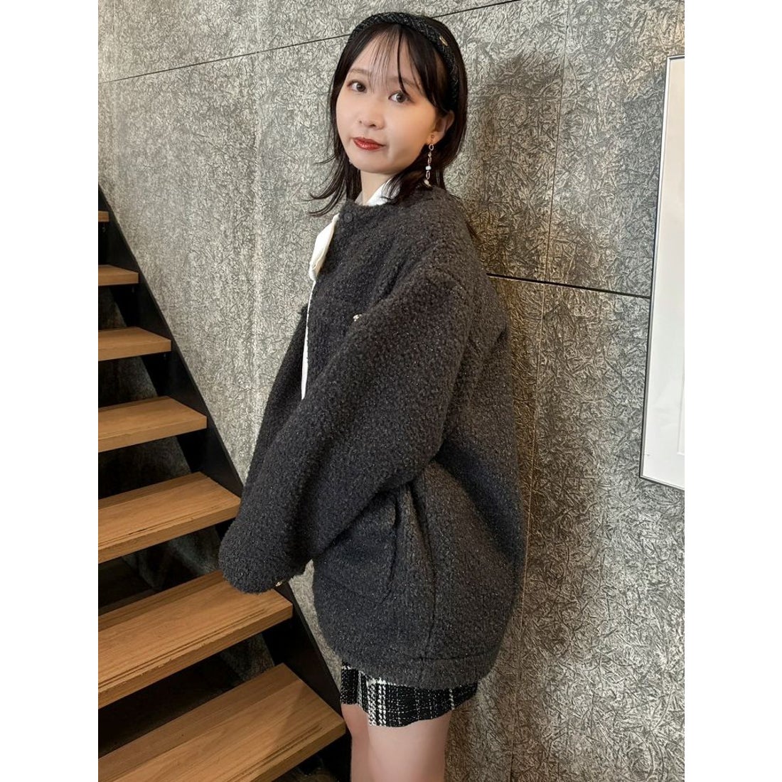 ダズリン dazzlin ボアフレンチブルゾン （ブラウン） -ファッション 