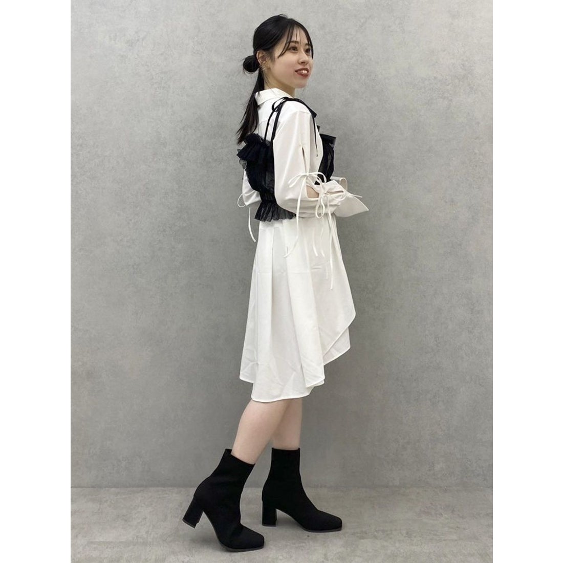 ダズリン dazzlin シャツイレフレアミニワンピース （グレー 