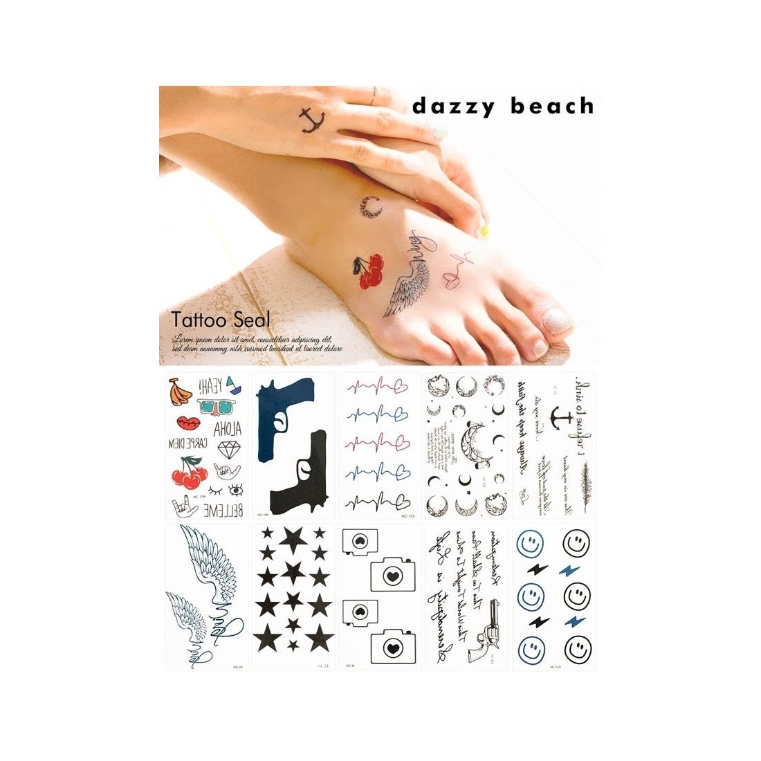 dazzystore マットカラーワンポイントタトゥーシール J -靴