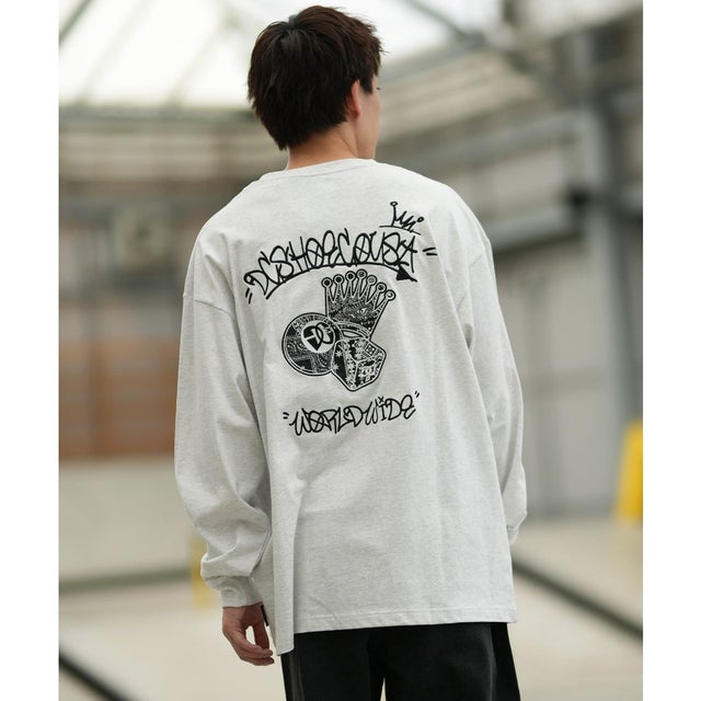 長袖 Tシャツ ロンT メンズ バックプリント 26 （GRY）