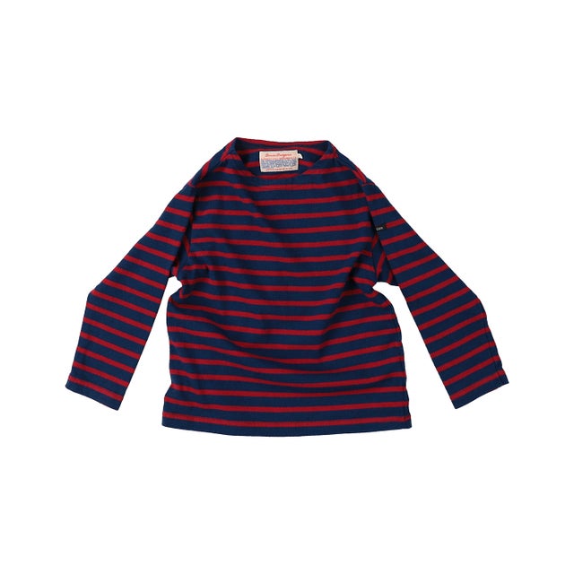 Striped Cotton Jersey Boatneck L/S Tee （NAVY）