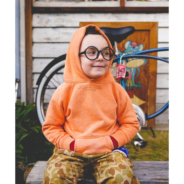 Vintage Pile Simple Hoodie （ORANGE）