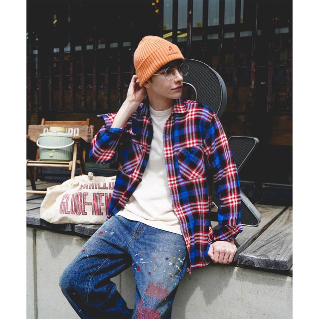 Plaid Shirt(MENS) （BLUE）