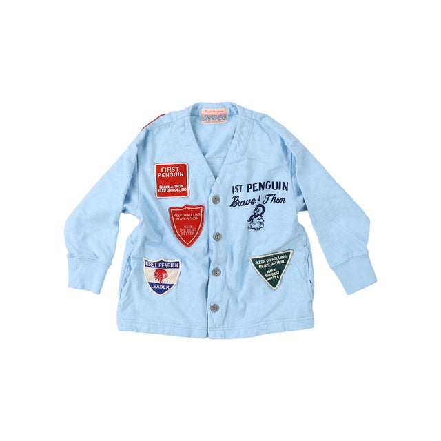 Patch Cardigan(LADIES) （LIGHT BLUE）