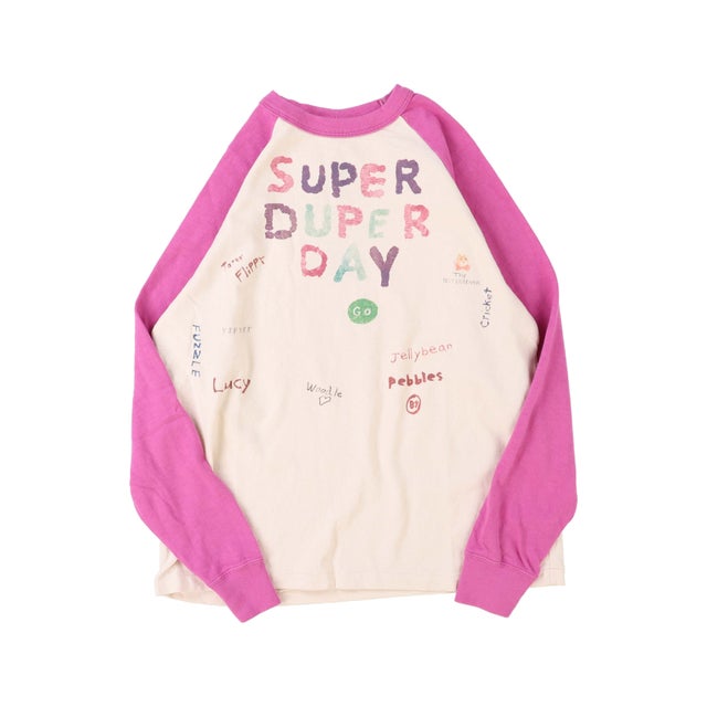 Vintage Cotton Jersey Scribble L/S Tee(LADIES) （PINK）